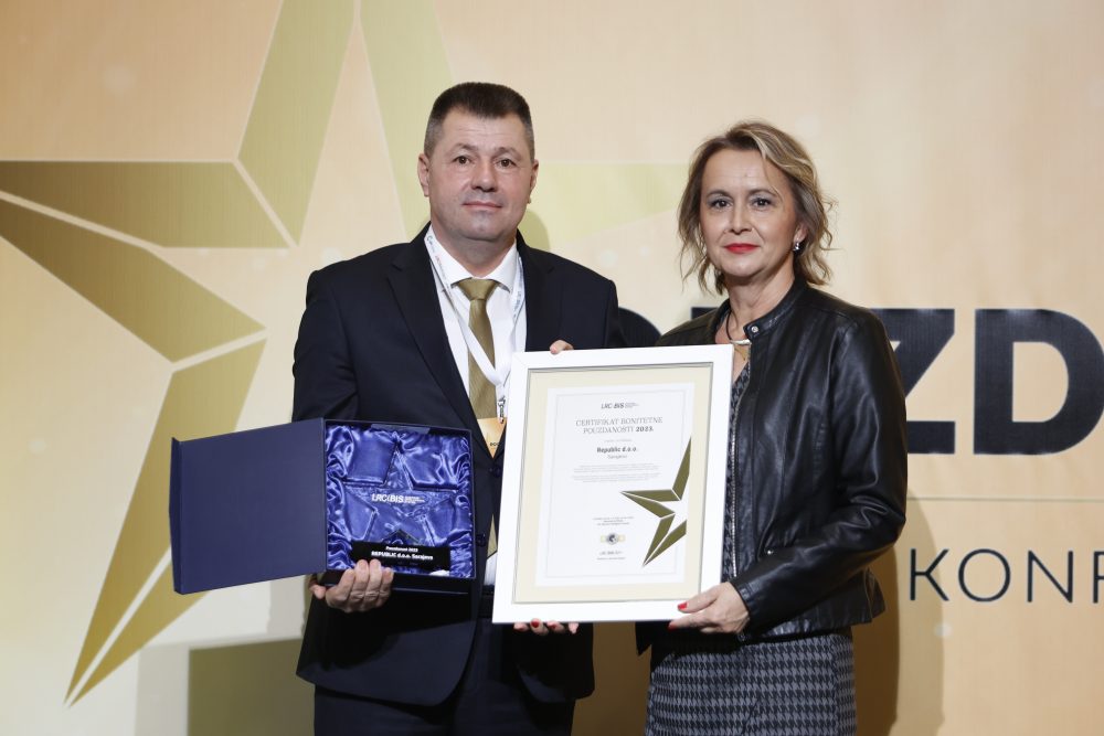 Dodijeljena priznanja najboljim bh. kompanijama. Agenciji Republic "Zvijezda bonitetne pouzdanosti 2023/24"