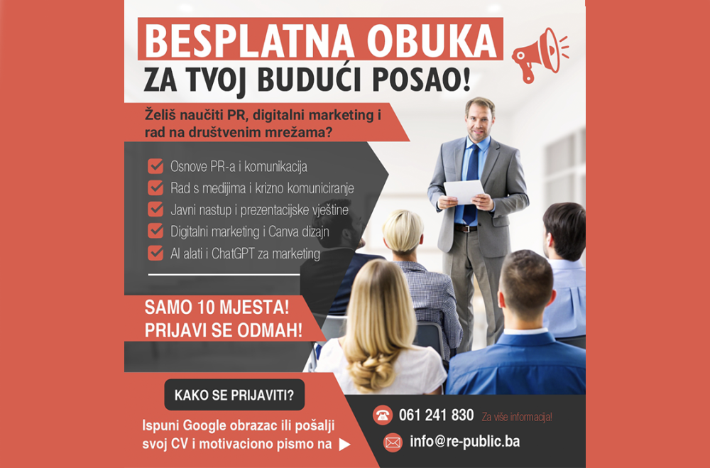 Republic pokreće besplatnu obuku za nezaposlene u Federaciji BiH