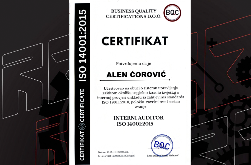 CERTIFIKOVANI ISO 14001:2015 AUDITOR