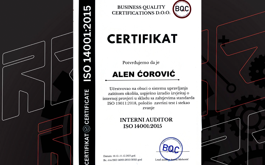 CERTIFIKOVANI ISO 14001:2015 AUDITOR
